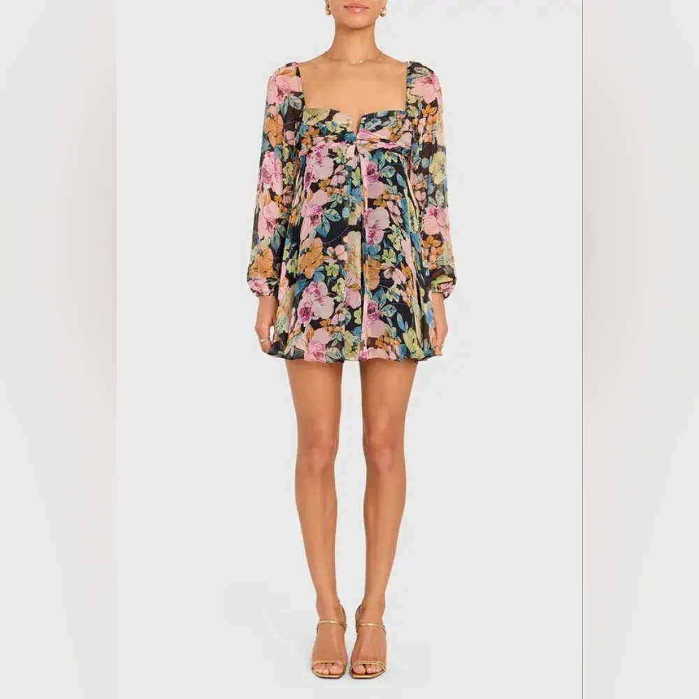 NWT Amanda Uprichard X Revolve 'Carrie' Chiffon Mini in Floral Print | Sz Med